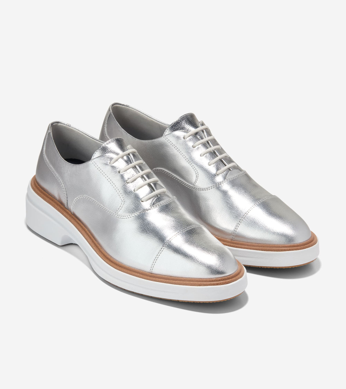 W37726:SILVER METALLIC LEATHER / WHITE