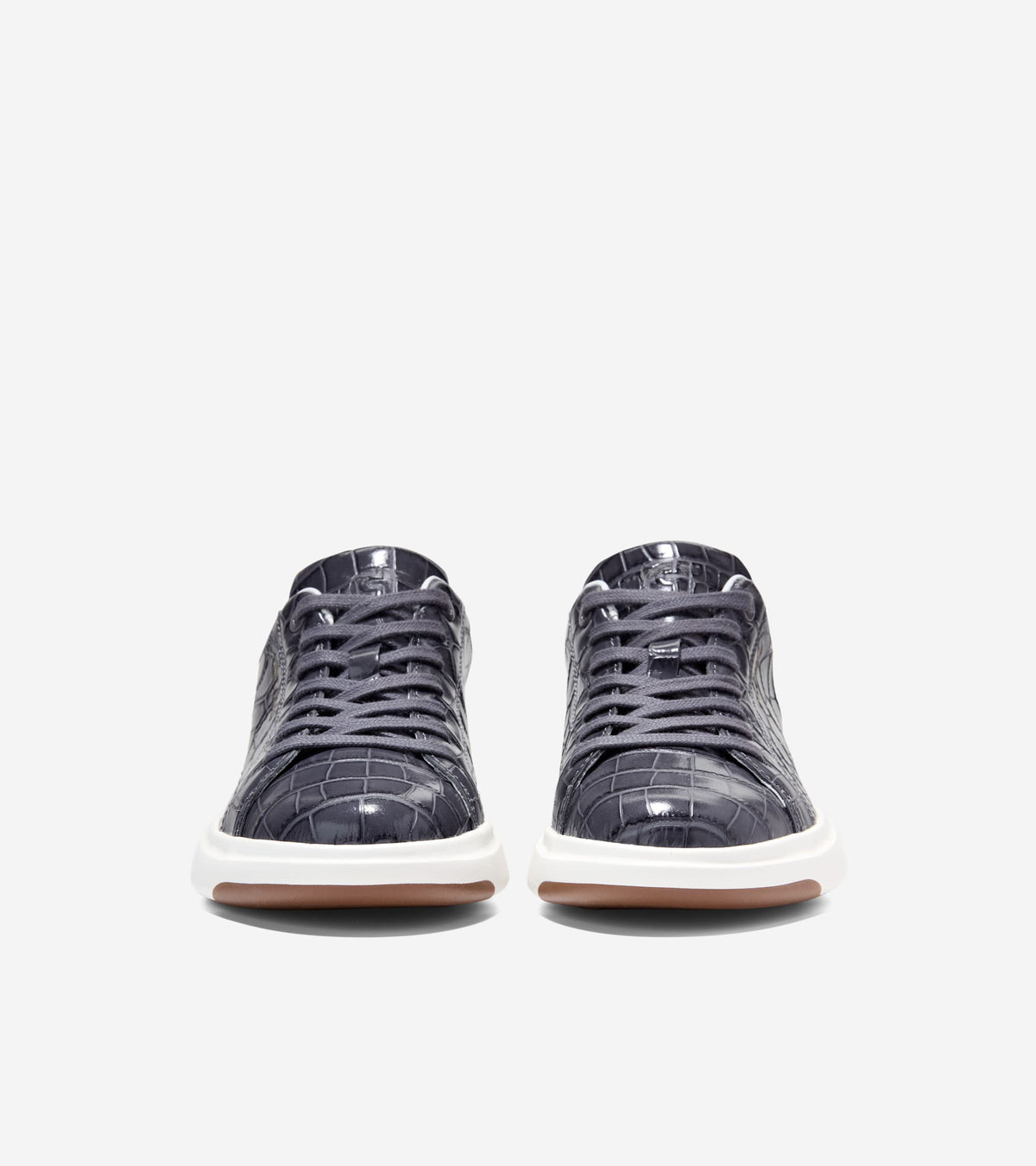 W37533:BLACKENED PEARL CROC PRINT LEATHER / WHITE LEATHER