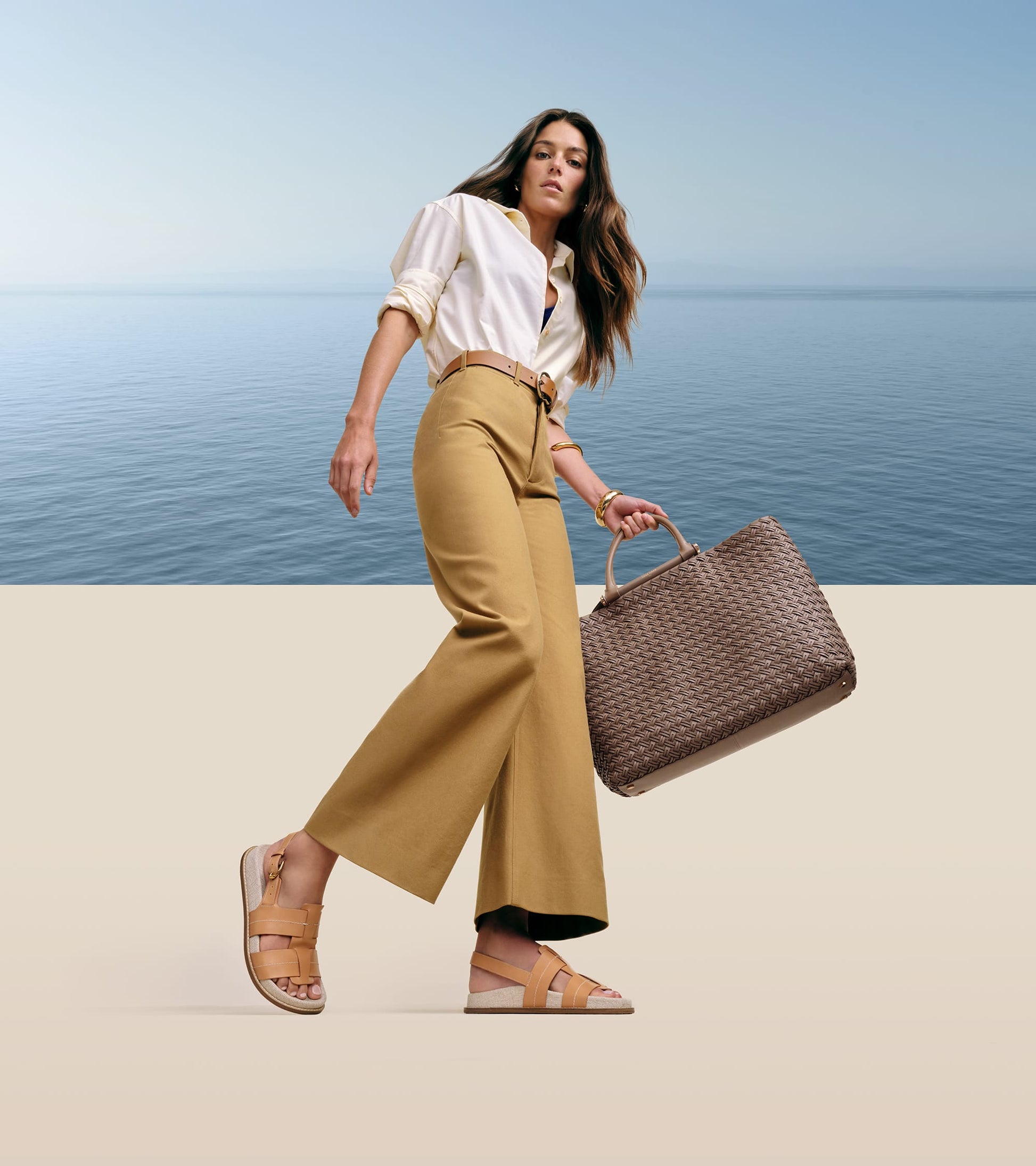 W32744:BISCUIT LTHR/NATURAL CANVAS