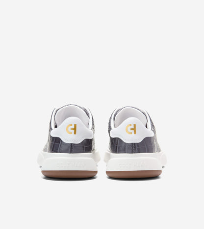 W37533:BLACKENED PEARL CROC PRINT LEATHER / WHITE LEATHER