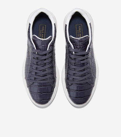 W37533:BLACKENED PEARL CROC PRINT LEATHER / WHITE LEATHER