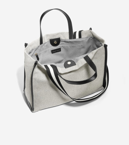 U07660:BLACK-WHITE CANVAS/BLACK TRIM/STRIPED WEBBING:0000