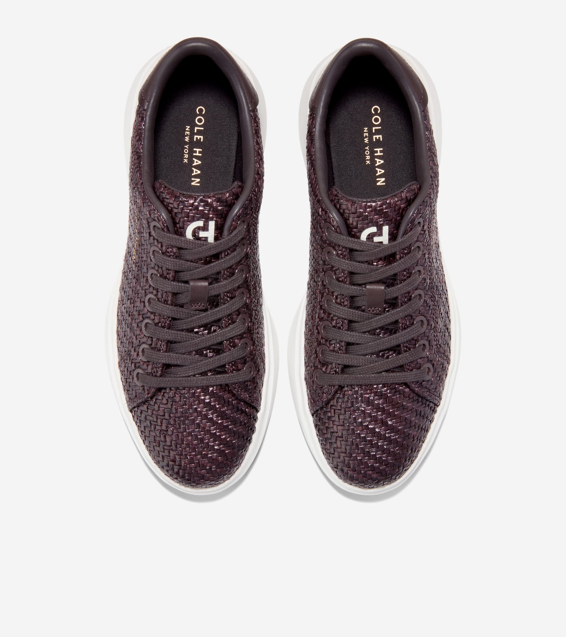 W36966:DK BROWN RAFFIA/DK CHOC  LTHR/WHITE