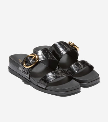 W35351:BLACK CROC PRINT LEATHER